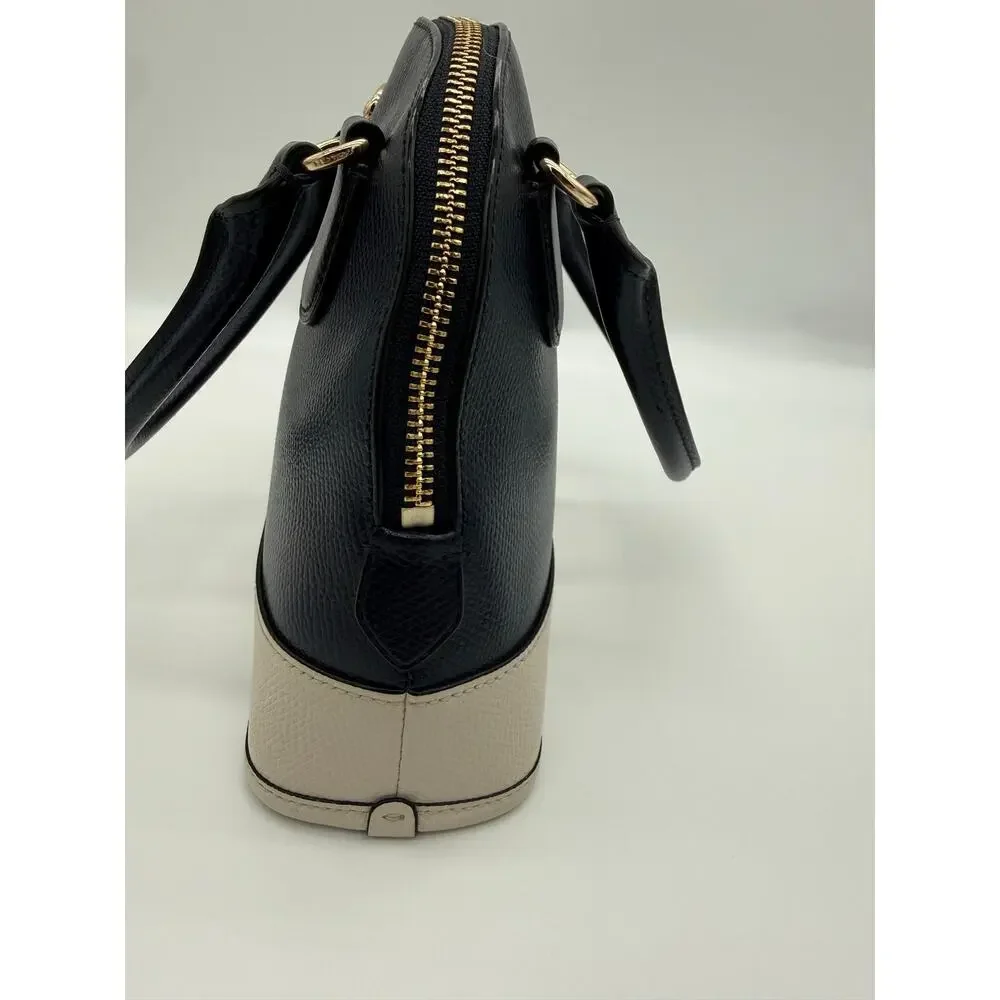 Coach Mini Cora Domed Satchel Midnight Navy Chalk Leather Crossbody F34517⁠